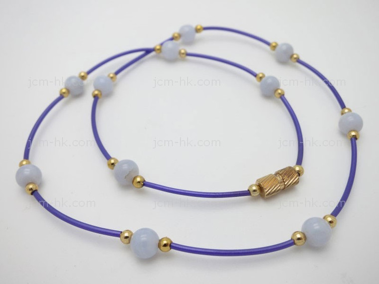 6mm Lace Agate Necklace 18" [e3094]