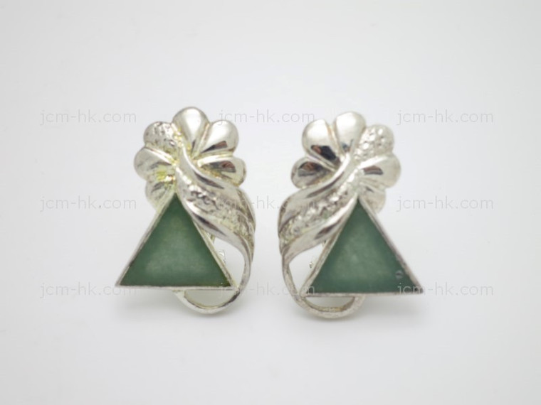 18x26mm Green Aventurine Earring With 925 Sterling Silver Setting [e3218]