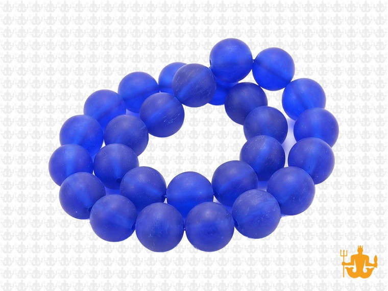 10mm Matte Blue Quartz Round Beads 15.5" synthetic [10a36m]
