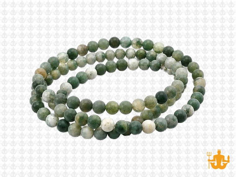 4mm Matte Moss Agate Round Beads 15.5" natural [4d3m]