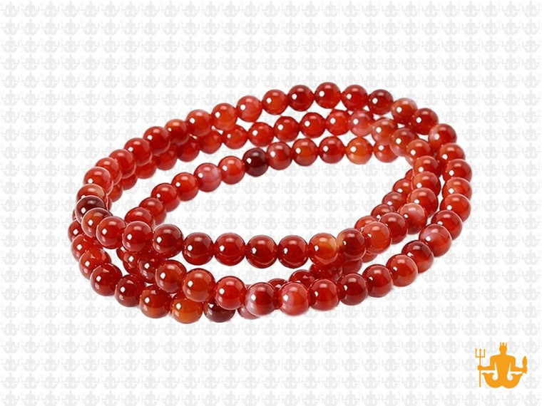 4mm Red Banded Agate Round Beads 15.5" heated [4f20]