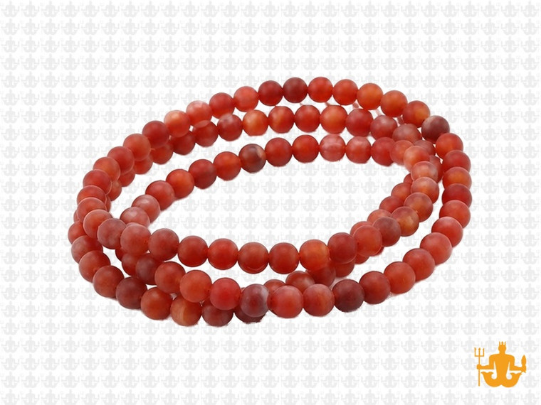 4mm Matte Red Banded Agate Round Beads 15.5" heated [4f20m]