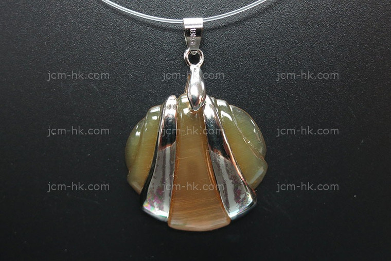 30x30mm Buffalo Bone Designer Bead Pendant with 925 Silver Setting [z5491]