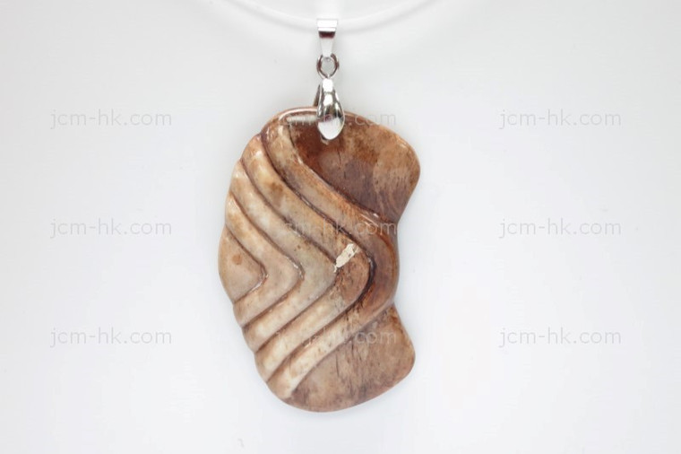 30x48mm Buffalo Bone Designer Bead Pendant, Natural Dyed [z7381]