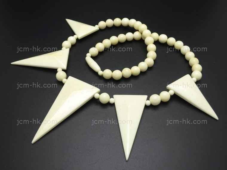 28x58mm & 25x50mm Buffalo Bone Necklace 20" [z8243]