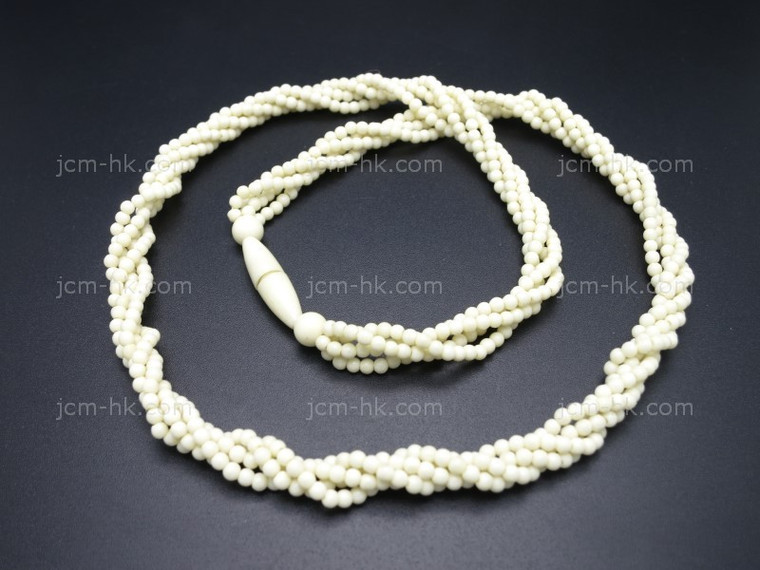 2mm 4-rowBuffalo Bone Necklace 17" [z8249]