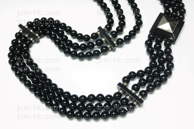 3-row Buffalo Bone Necklace 32" with 925 Sterling Silver [z8524]