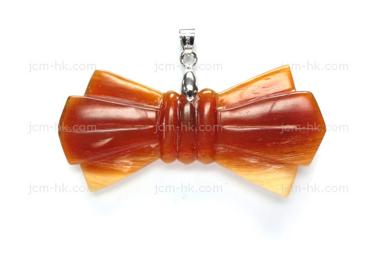 65x30mm Amber Horn Bow Tie Designer Bead Pendant [z5201]