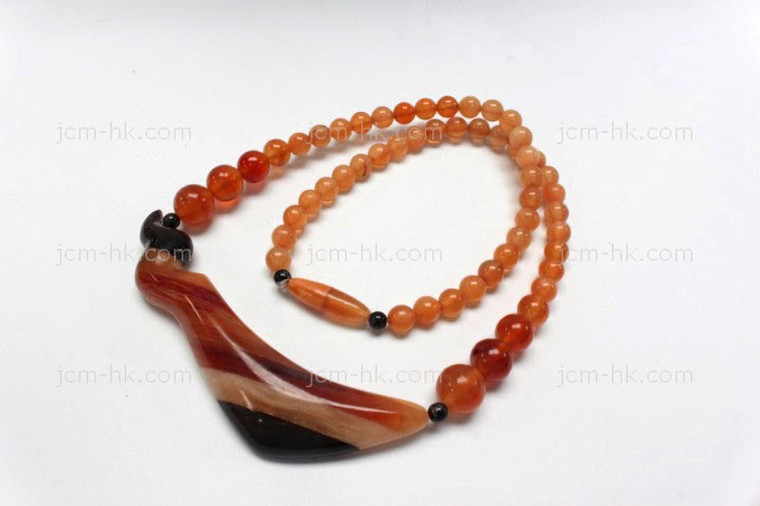 82x20mm Amber & Buffalo Horn Necklace 18" [z7529]