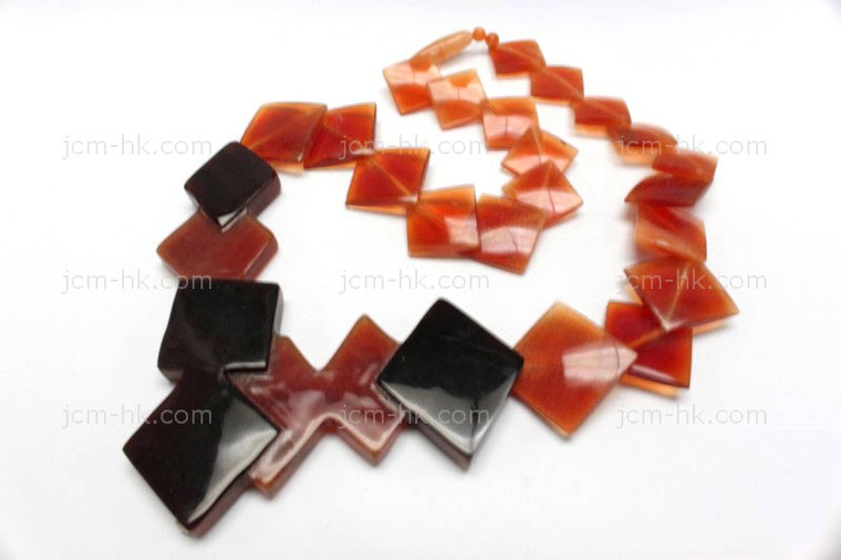 95x40mm Amber & Buffalo Horn Necklace 18" [z7546]