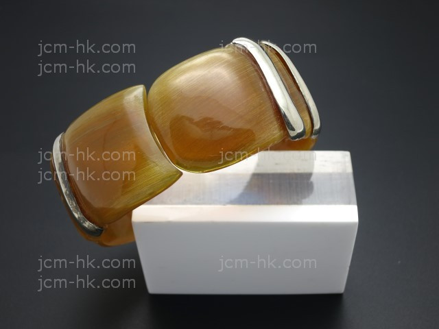 30mm Free Size Amber Horn Bangle & 925 Sterling Silver [z7911]