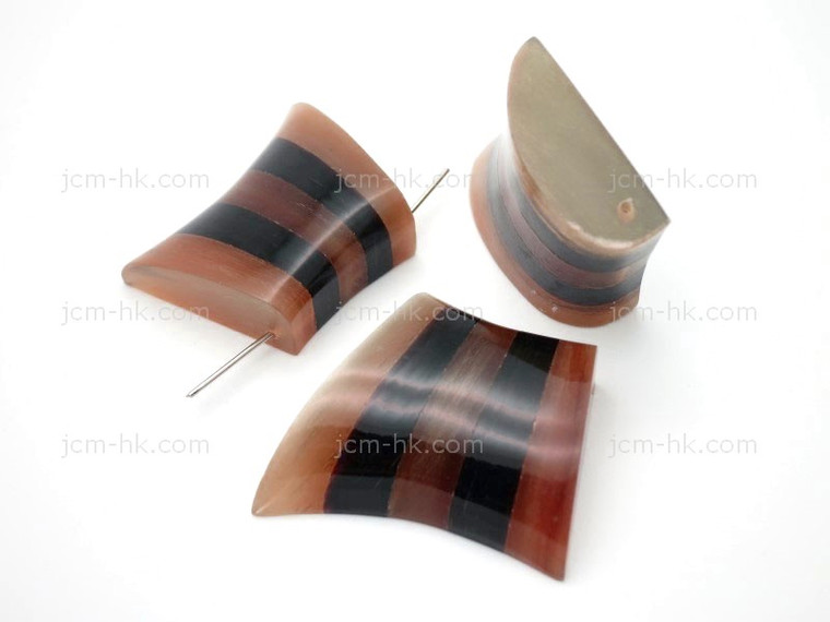 32x28mm Amber Horn 3pcsSet Part (fully drill 1pc.) [z5781]