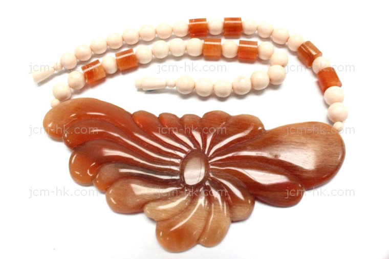 115x50mm Amber Horn Necklace 18" [z7483]