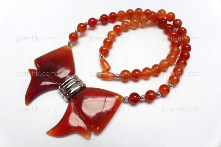78x55mm Amber Horn Necklace 18" with 925 Silver [z7555]