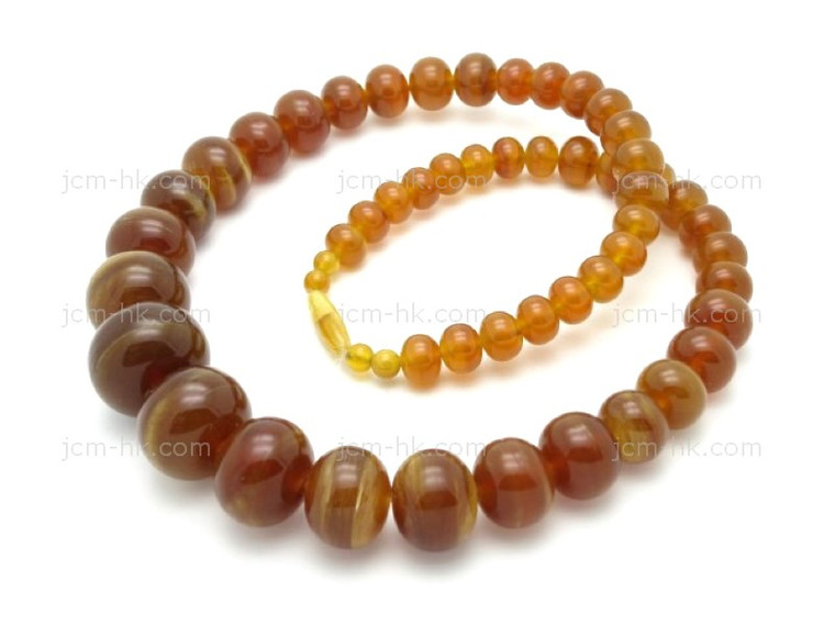 10x8mm-25x20mm Amber Horn Necklace 24" [z7891]