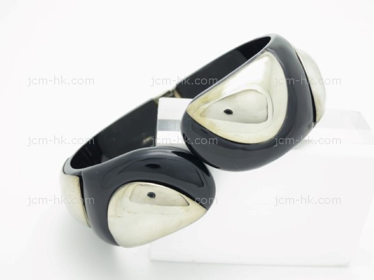 25mm Free Size Buffalo Horn Bangle & 925 Sterling Silver [z7937]