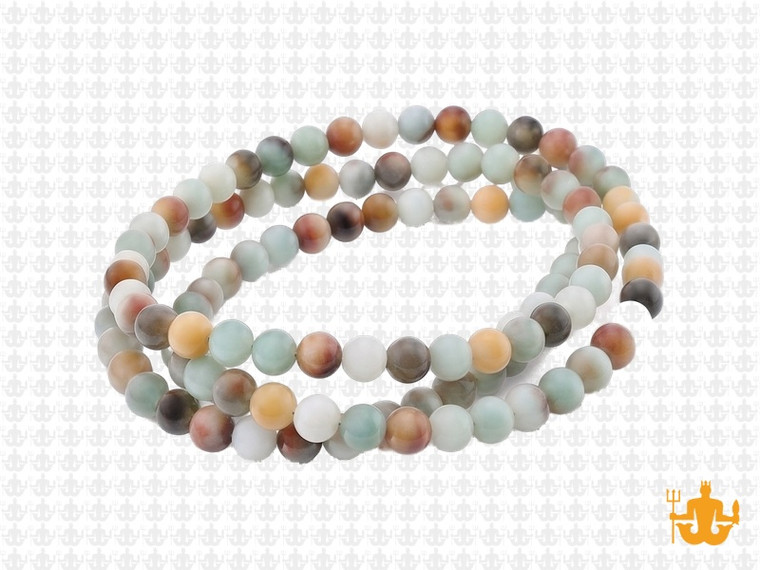 4mm Matte Gold Black Amazonite Round Beads 15.5" natural [4r36m]