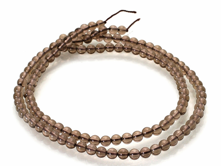 4mm Smoky Crystal Round Beads 15.5" natural [4r4]