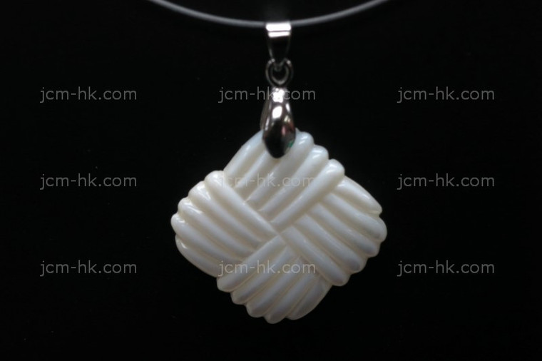 28x28mm Mother of Pearl Carved Designer Bead Pendant [z5265]