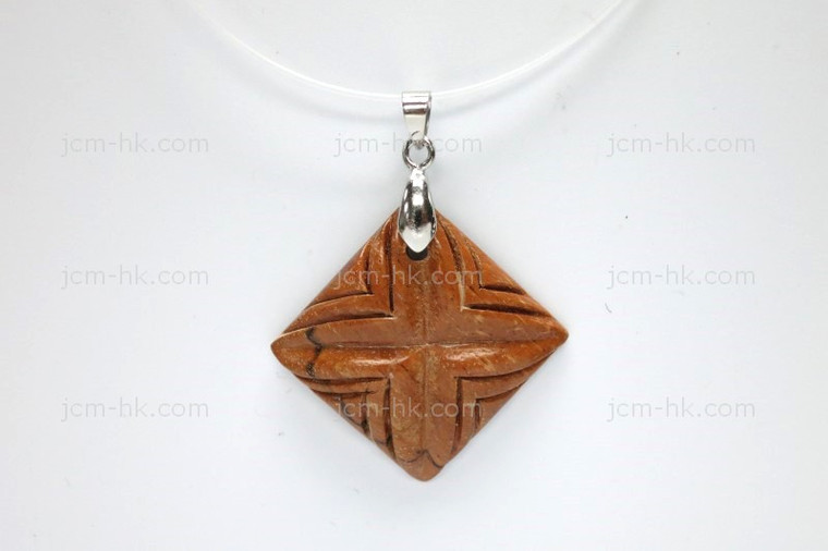 25X25mm Wood Carved Designer Bead Pendant [z1521]
