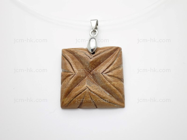 25X25mm Wood Carved Designer Bead Pendant [z1762]