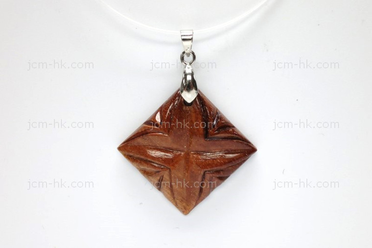 25X25mm Wood Carved Designer Bead Pendant [z1527]