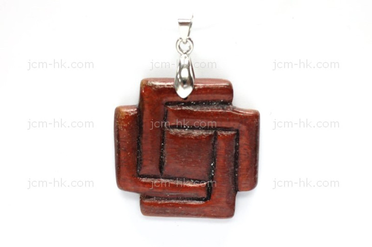 28X30mm Wood Carved Designer Bead Pendant [z1524]