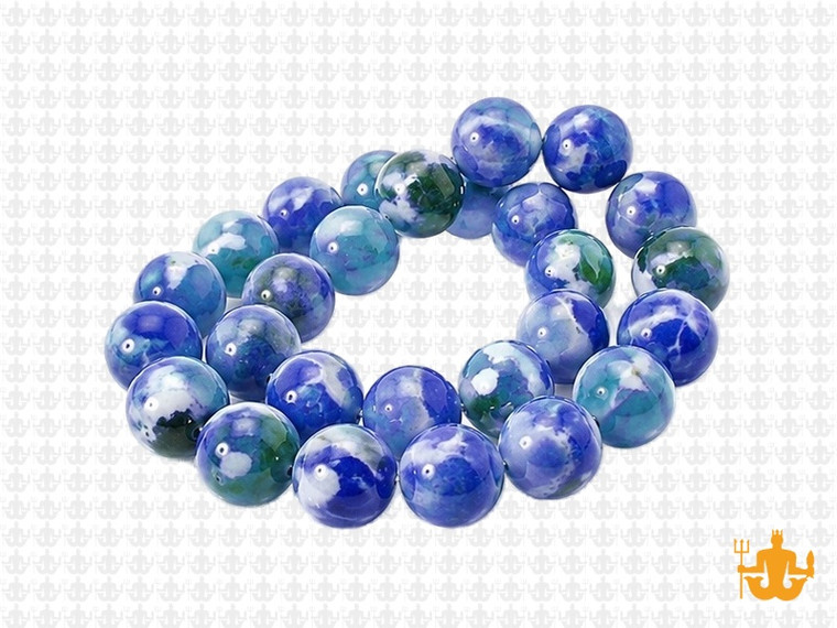 10mm Blue Dot Agate Beads 15.5" dyed [10g5b]