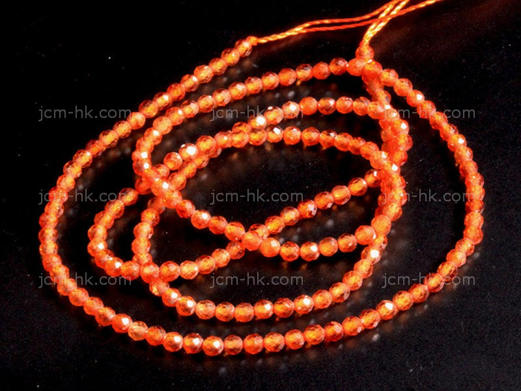 3mm Carnelian Faceted Round Beads 15.5" heated [h5d17-3]