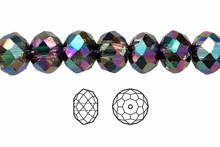 4x3mm Rainbow Peacock Glass Faceted Rondelle about 15.5" [uc1c5]
