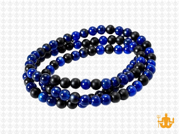 4mm Blue Jade & Obsidian Round Beads 15.5" dyed [4x48]