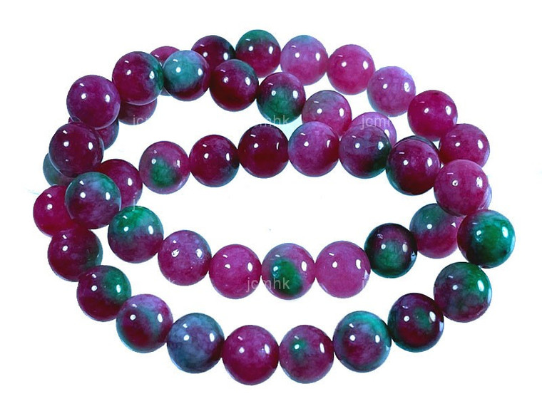 8mm Red Fusion Jade Round Beads 15.5" dyed [8b5c]