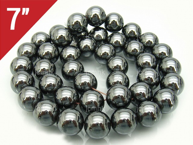 12mm Hematite Round Loose Beads About 7" synthetic [i12a21]
