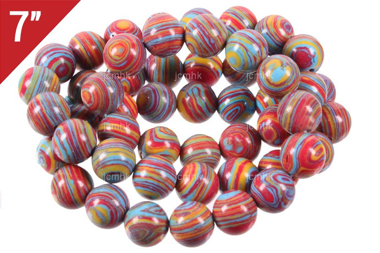 4mm Rainbow Lace Malachite Round Loose Beads About 7" synthetic [i4r49x]