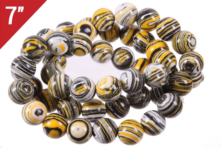 8mm Yellow Lace Malachite Round Loose Beads About 7" synthetic [i8r49y]