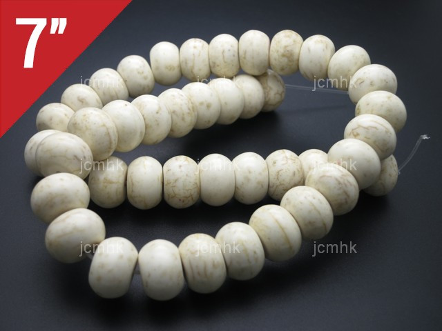 14mm White Turquoise Rondelle Loose Beads 7" [it3w14]