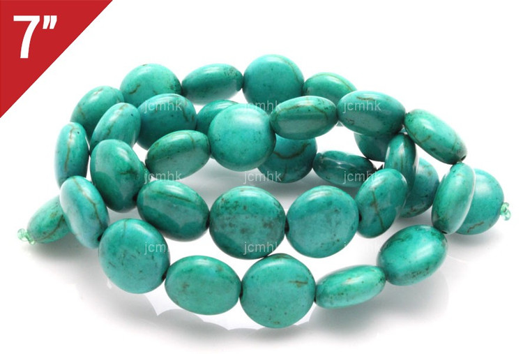 12mm Tibetan Turquiose Puff Coin Loose Beads 7" [it4c12]