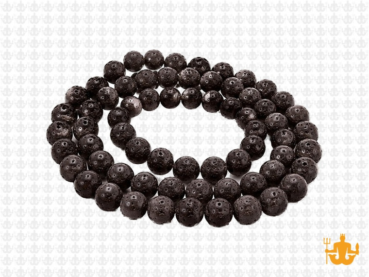 6mm Volcano Black Lava Round Beads 15.5" natural [6d50]