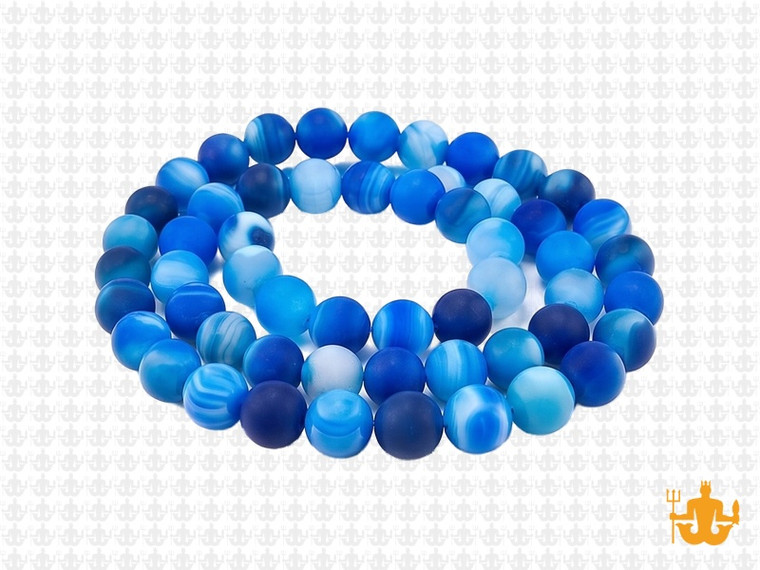 6mm Matte Blue Banded Agate Round Beads 15.5" dyed [6f22m]