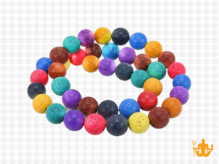 8mm Volcano Mix Lava Round Beads 15.5" dyed [8kx]