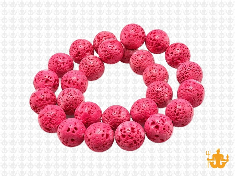 10mm Volcano Pink Lava Round Beads 15.5" dyed [10kf]