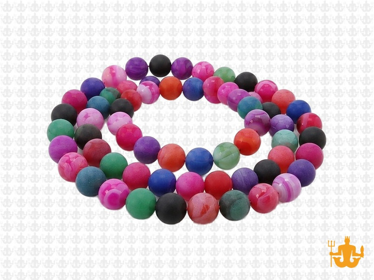 6mm Matte Mix Banded Agate Round Beads 15.5" dyed [6f29m]