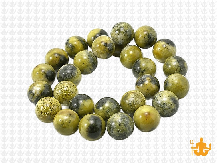 10mm Yellow Serpentine Round Beads 15.5" natural [10b33]
