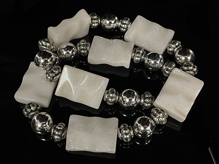 18x25mm White Jade Rectangle Carved Beads 15.5" natural [wa300b]