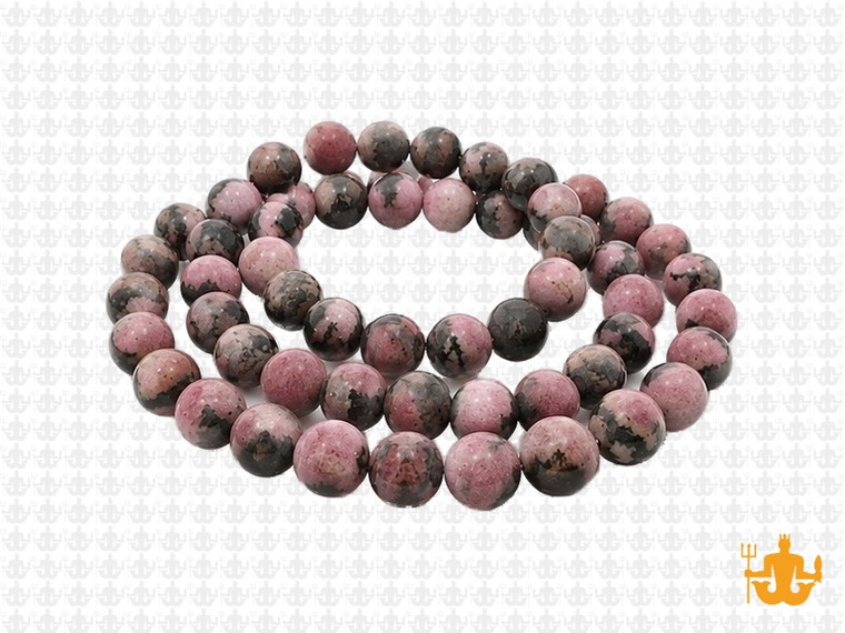6mm Matte Rhodonite with Matrix Round Beads 15.5" natural [6r14m]