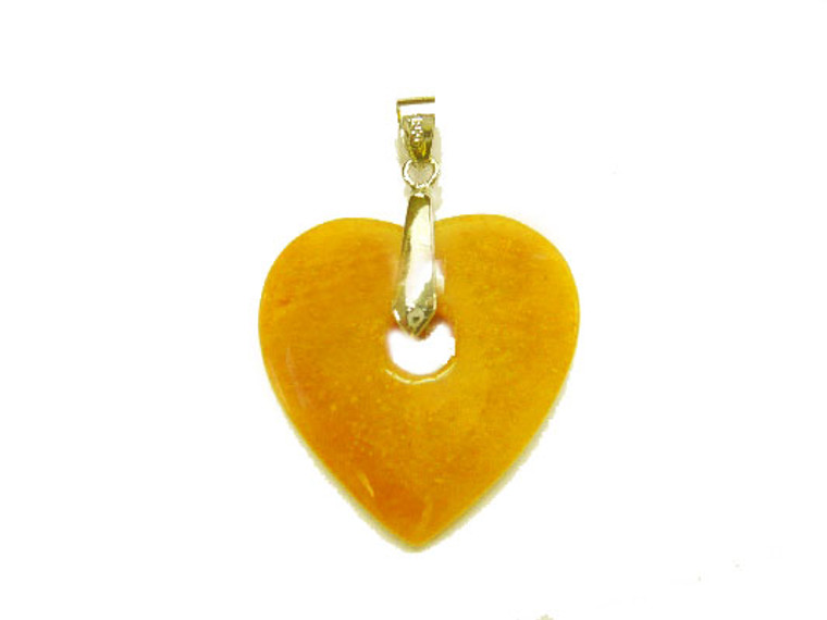 30mm Golden Jade Heart Donut Pendant 1pc. [y921ap]