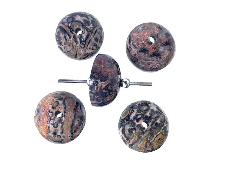 22mm Leopard Skin Dome Beads 2pcs. wIth 3mh Hole [y924a]