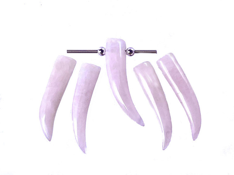 30mm Rose Quartz Horn Beads 2pcs. wIth 3mh Hole [y941a]