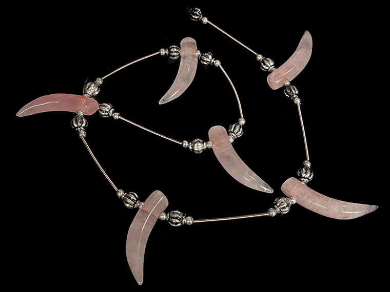 30mm Rose Quartz Horn Beads 15.5" dyed [y941an]