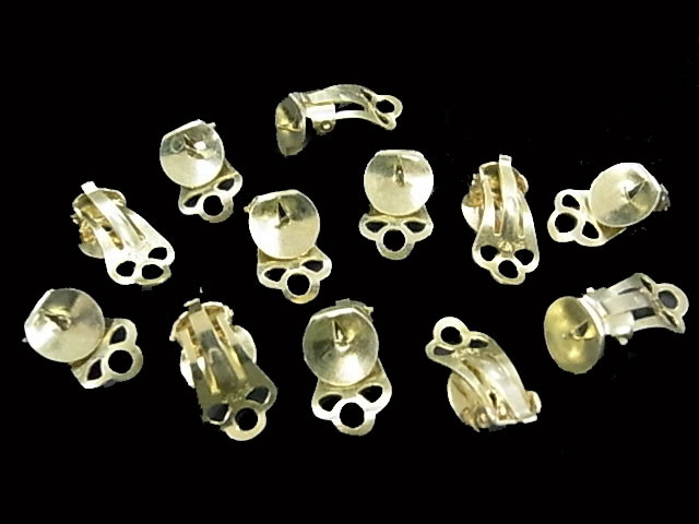 925 Sterling Silver Gold Plated 8x15mm Clip Earring 2pcs. [y705a]
